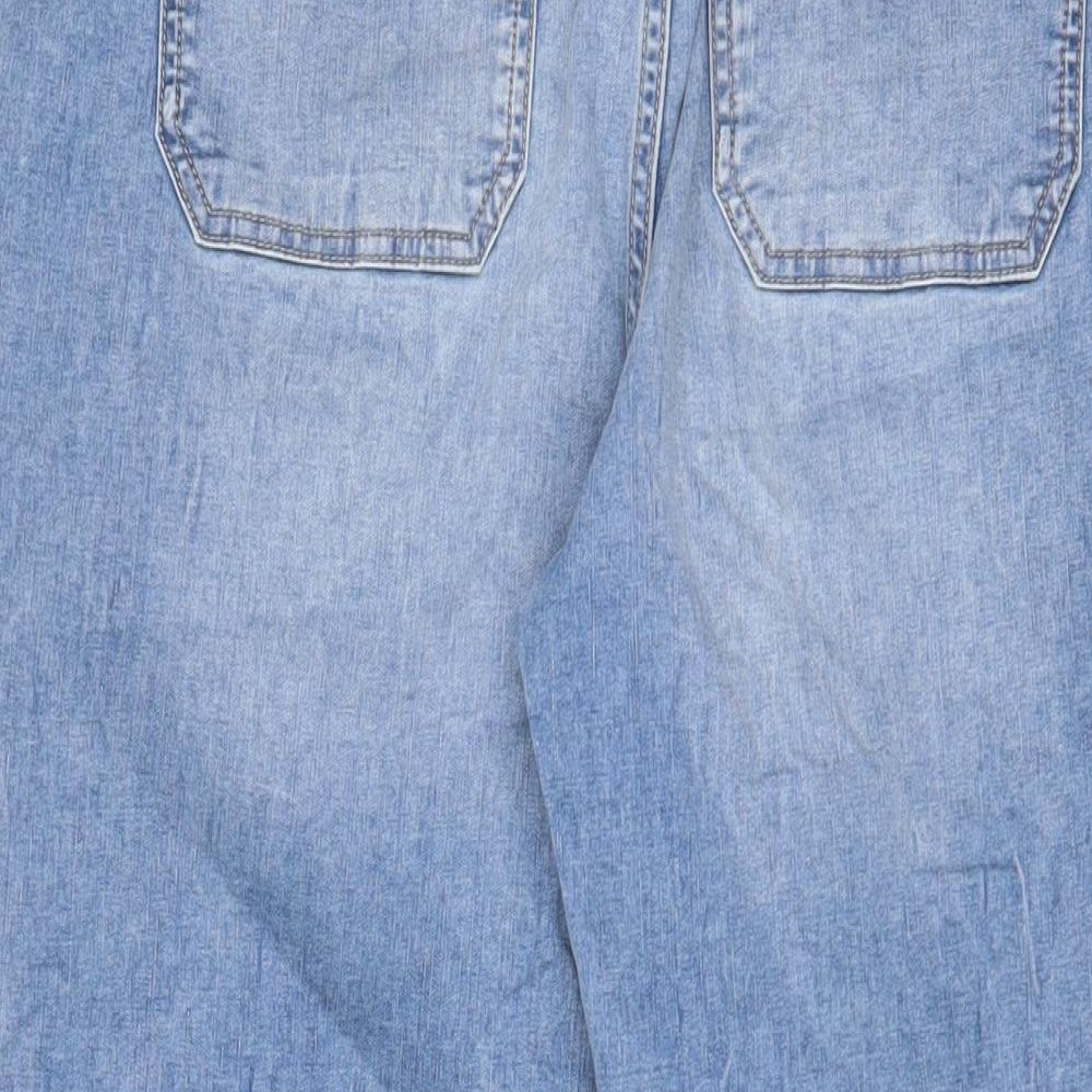 Marks and Spencer Womens Blue Cotton Tapered Jeans Size 14 L27 in Regular Zip