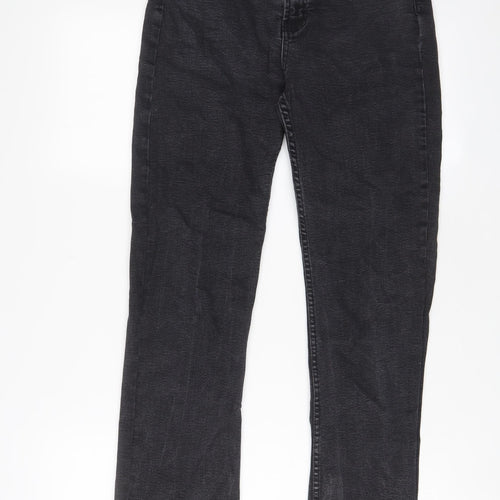 Pull&Bear Womens Black Cotton Straight Jeans Size 10 L27 in Regular Zip
