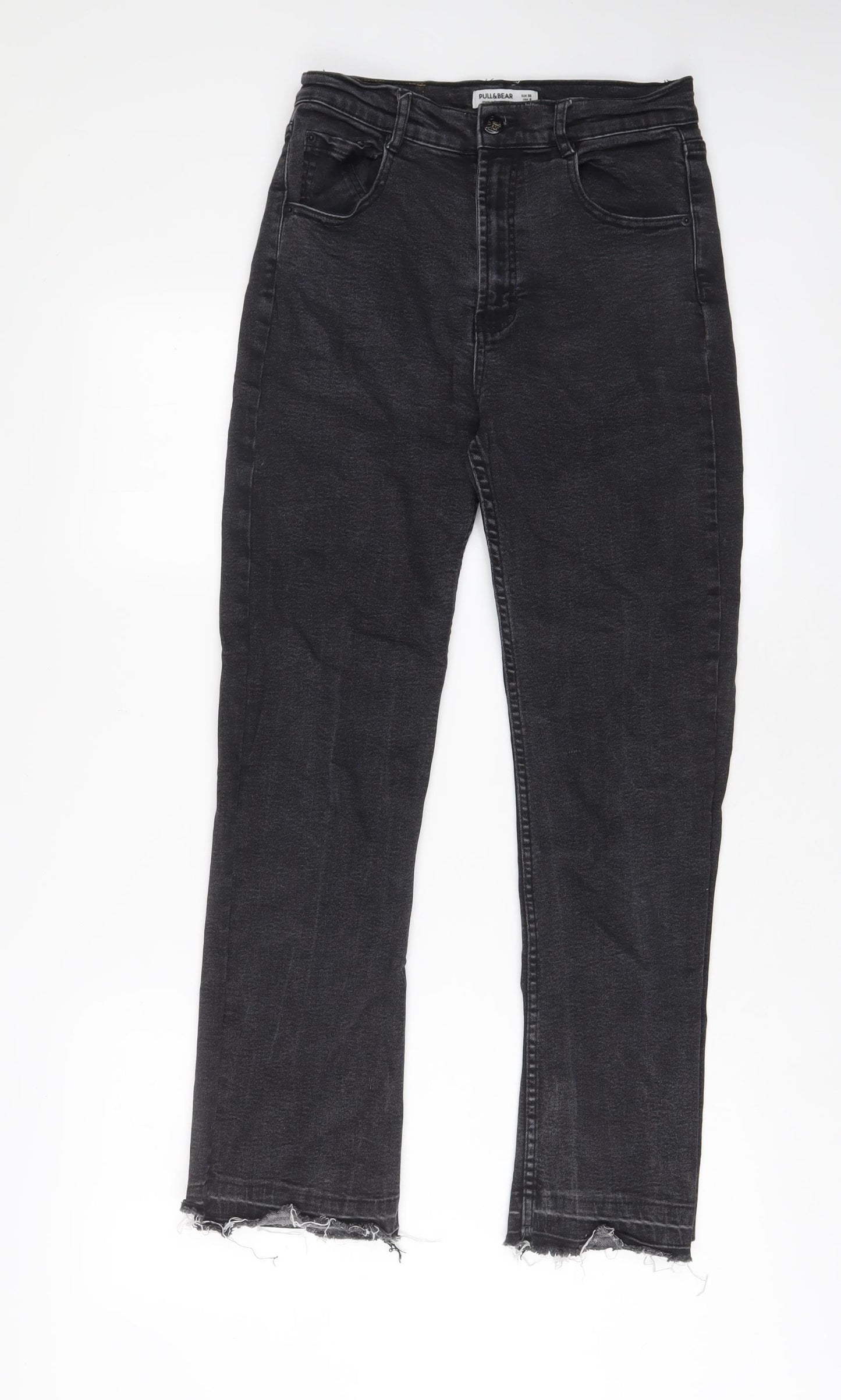 Pull&Bear Womens Black Cotton Straight Jeans Size 10 L27 in Regular Zip