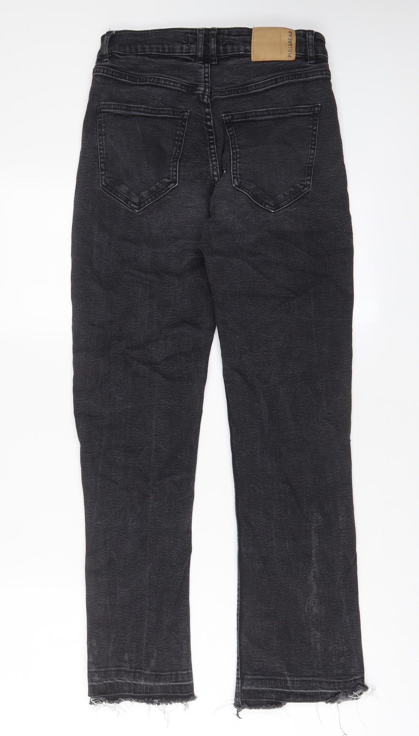 Pull&Bear Womens Black Cotton Straight Jeans Size 10 L27 in Regular Zip