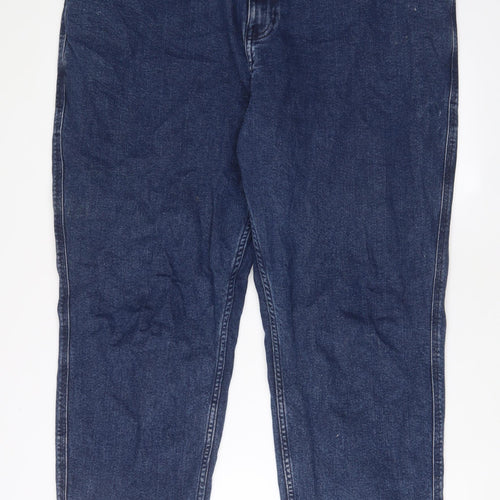 NEXT Womens Blue Cotton Mom Jeans Size 22 L30 in Regular Zip