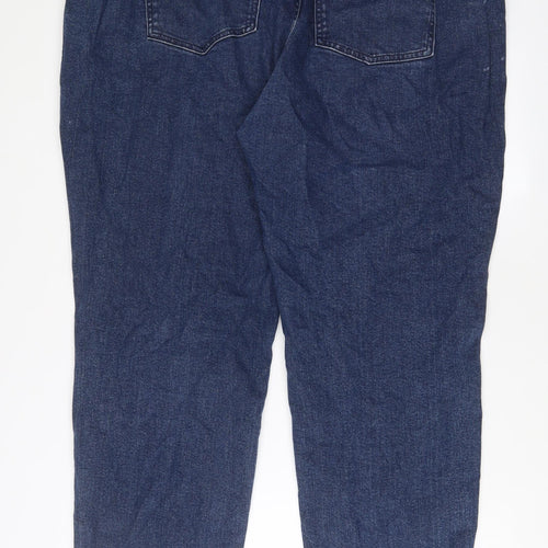 NEXT Womens Blue Cotton Mom Jeans Size 22 L30 in Regular Zip