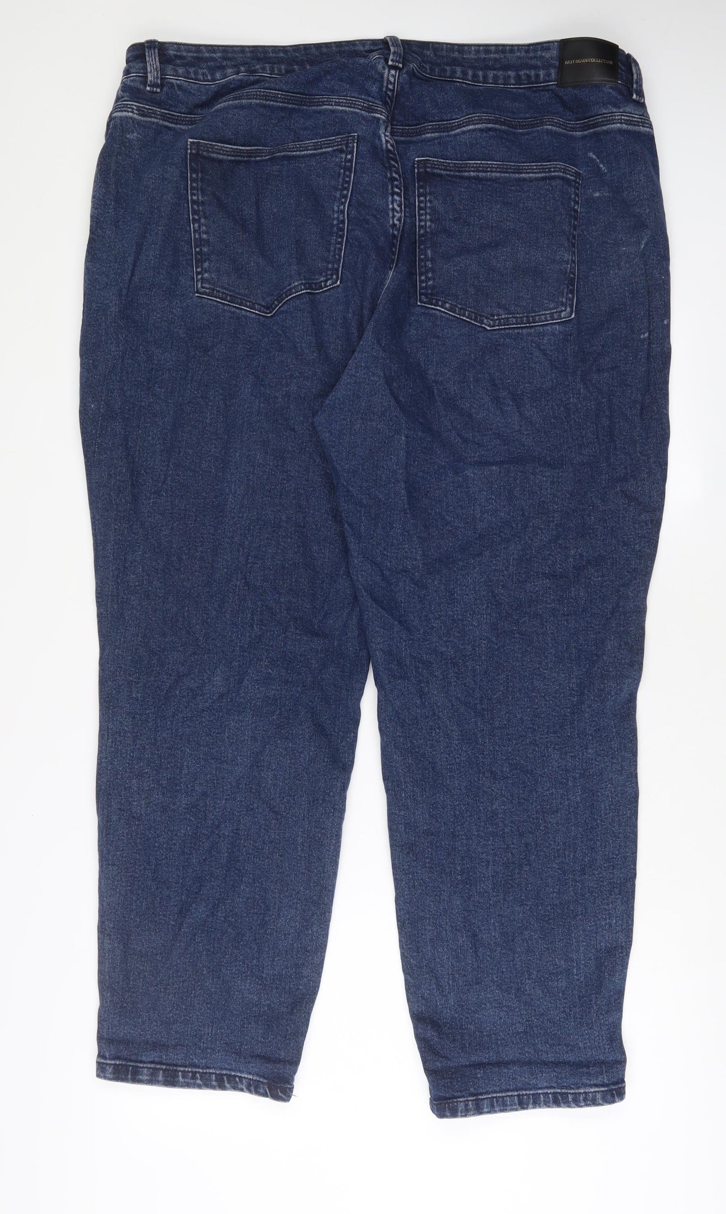 NEXT Womens Blue Cotton Mom Jeans Size 22 L30 in Regular Zip