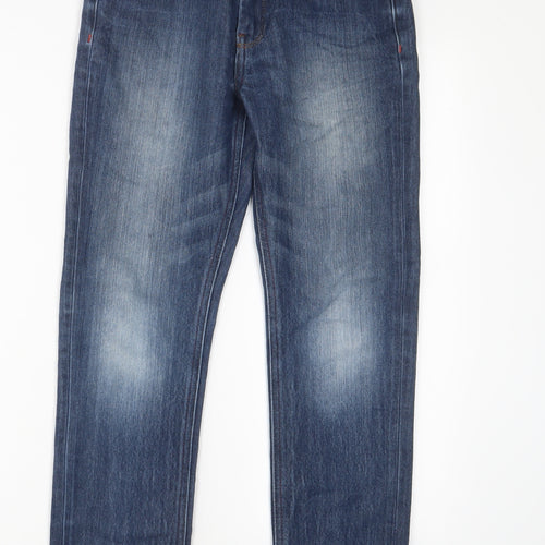 NEXT Boys Blue Cotton Straight Jeans Size 9 Months L23 in Regular Zip - Adjustable waist