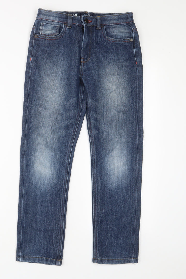 NEXT Boys Blue Cotton Straight Jeans Size 9 Months L23 in Regular Zip - Adjustable waist