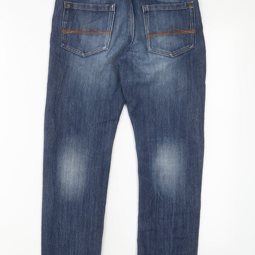 NEXT Boys Blue Cotton Straight Jeans Size 9 Months L23 in Regular Zip - Adjustable waist