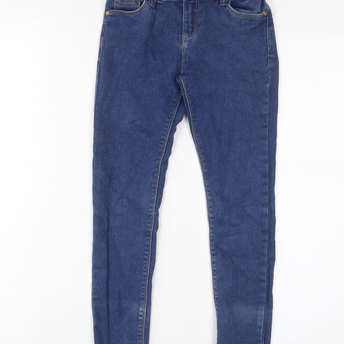 Denim & Co. Girls Blue Cotton Skinny Jeans Size 8-9 Years L22 in Regular Zip - Adjustable waist