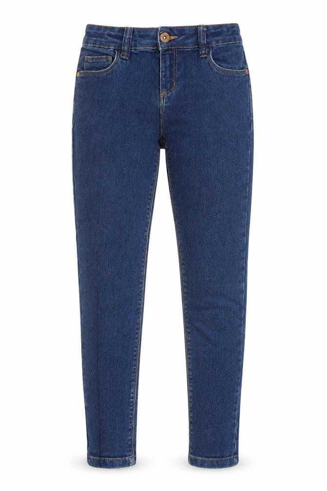 Denim & Co. Girls Blue Cotton Skinny Jeans Size 8-9 Years L22 in Regular Zip - Adjustable waist