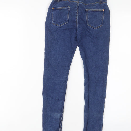 Denim & Co. Girls Blue Cotton Skinny Jeans Size 8-9 Years L22 in Regular Zip - Adjustable waist