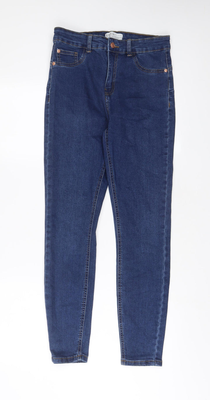 Denim & Co. Womens Blue Cotton Skinny Jeans Size 12 L28 in Regular Zip