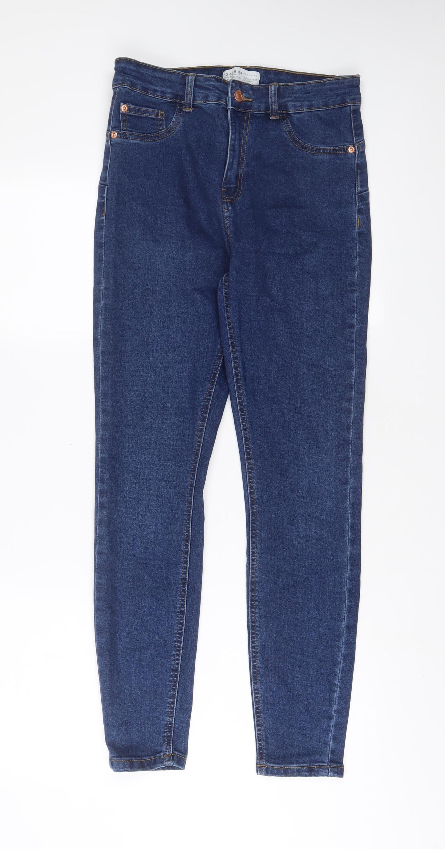 Denim & Co. Womens Blue Cotton Skinny Jeans Size 12 L28 in Regular Zip