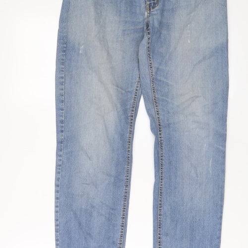 Castrol Mens Blue Cotton Straight Jeans Size 32 in L29 in Regular Zip