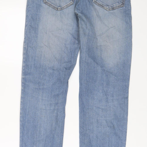 Castrol Mens Blue Cotton Straight Jeans Size 32 in L29 in Regular Zip
