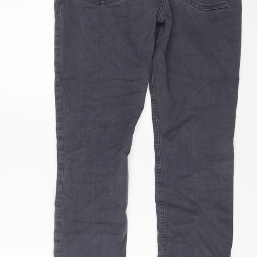 Moto Womens Grey Cotton Straight Jeans Size 12 L29 in Regular Zip
