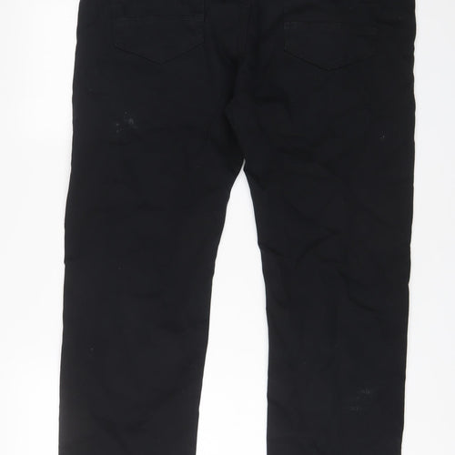 Marks and Spencer Mens Black Cotton Straight Jeans Size 38 in L29 in Regular Zip - Short Leg