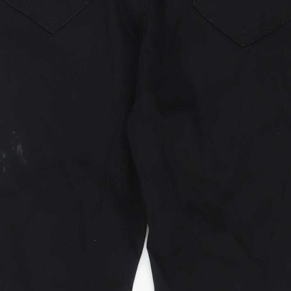 Marks and Spencer Mens Black Cotton Straight Jeans Size 38 in L29 in Regular Zip - Short Leg