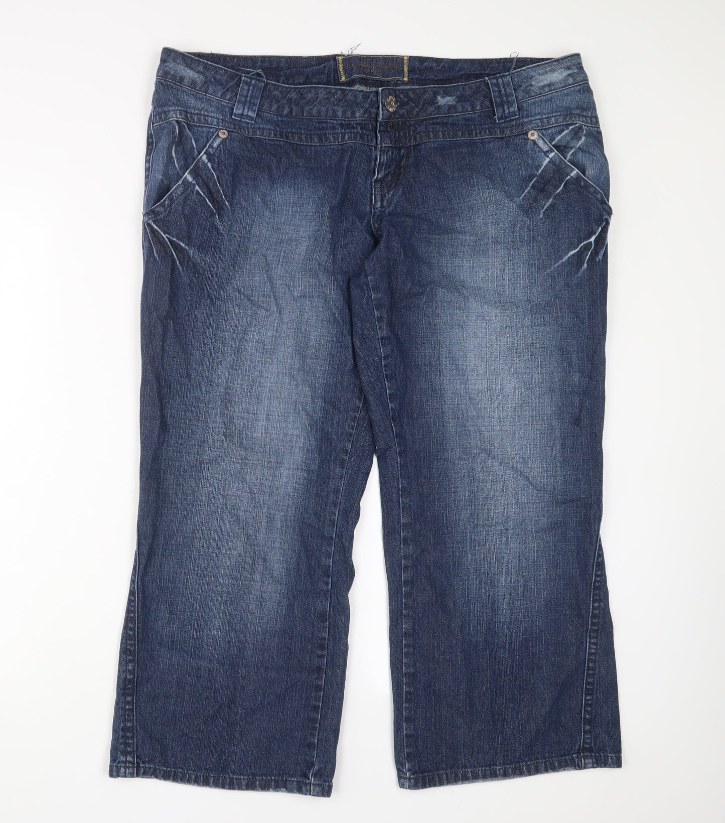 Love Label Womens Blue Cotton Cropped Jeans Size 18 L26 in Regular Zip