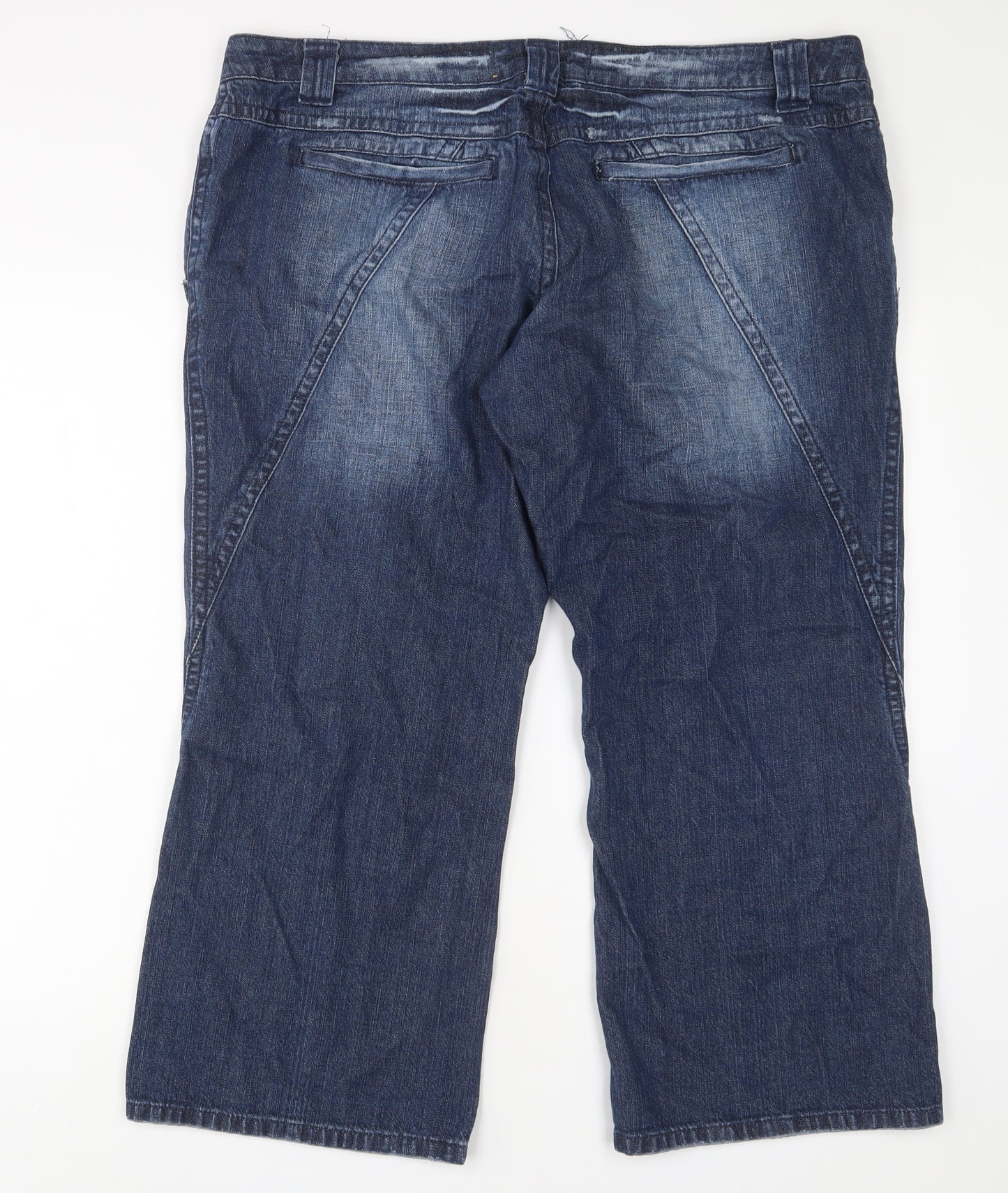 Love Label Womens Blue Cotton Cropped Jeans Size 18 L26 in Regular Zip