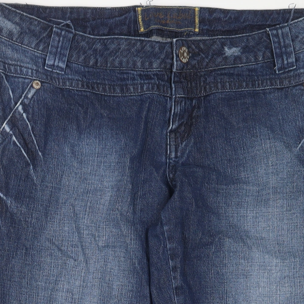 Love Label Womens Blue Cotton Cropped Jeans Size 18 L26 in Regular Zip