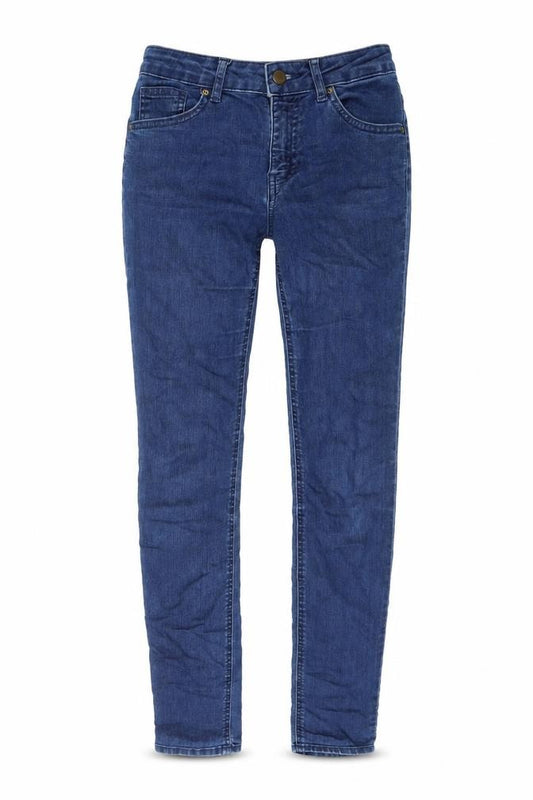 Front view of H&M women’s blue cotton skinny jeans, size UK 6, 31-inch leg regular zip