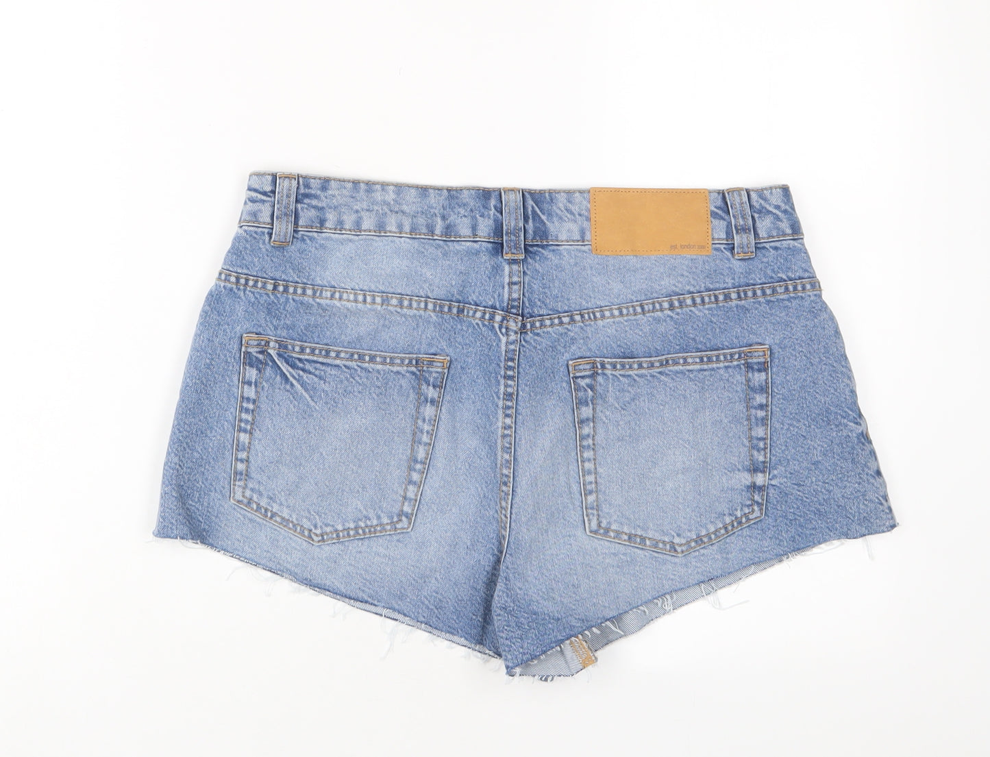 ASOS Womens Blue Cotton Hot Pants Shorts Size 10 L3 in Regular Zip