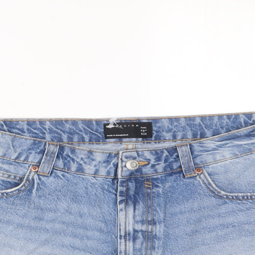 ASOS Womens Blue Cotton Hot Pants Shorts Size 10 L3 in Regular Zip