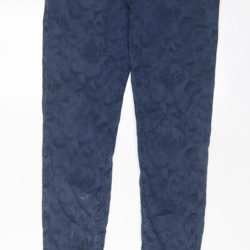 Oasis Womens Black Fair Isle Cotton Skinny Jeans Size 14 L29 in Regular Zip