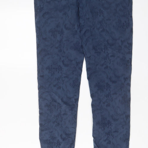 Oasis Womens Black Fair Isle Cotton Skinny Jeans Size 14 L29 in Regular Zip