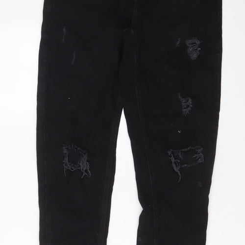 Denim & Co. Womens Black Cotton Tapered Jeans Size 6 L29 in Regular Zip