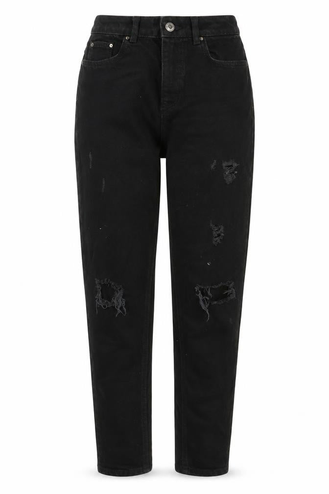 Denim & Co. Womens Black Cotton Tapered Jeans Size 6 L29 in Regular Zip