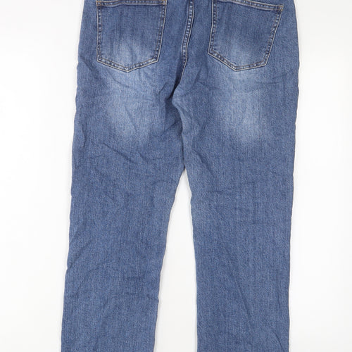 NEXT Womens Blue Cotton Cropped Jeans Size 10 L24 in Regular Zip