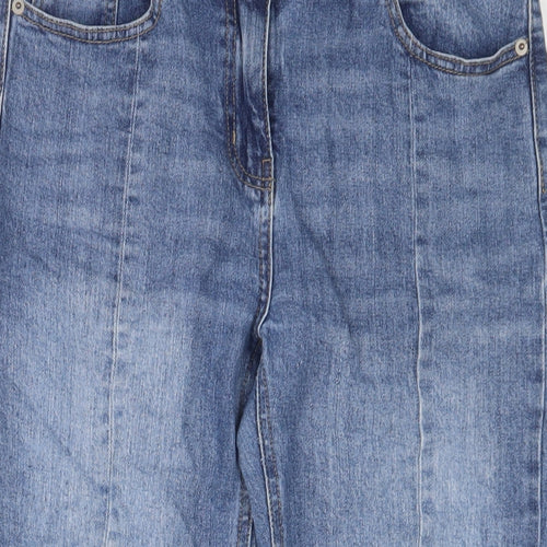 NEXT Womens Blue Cotton Cropped Jeans Size 10 L24 in Regular Zip
