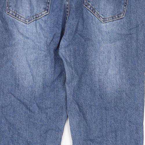 NEXT Womens Blue Cotton Cropped Jeans Size 10 L24 in Regular Zip