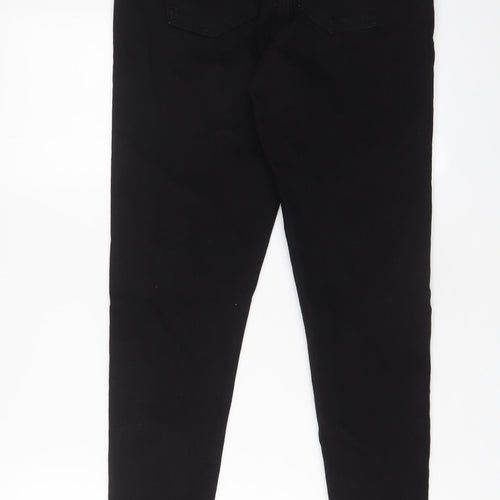 Marks and Spencer Womens Black Cotton Skinny Jeans Size 14 L28 in Regular Zip