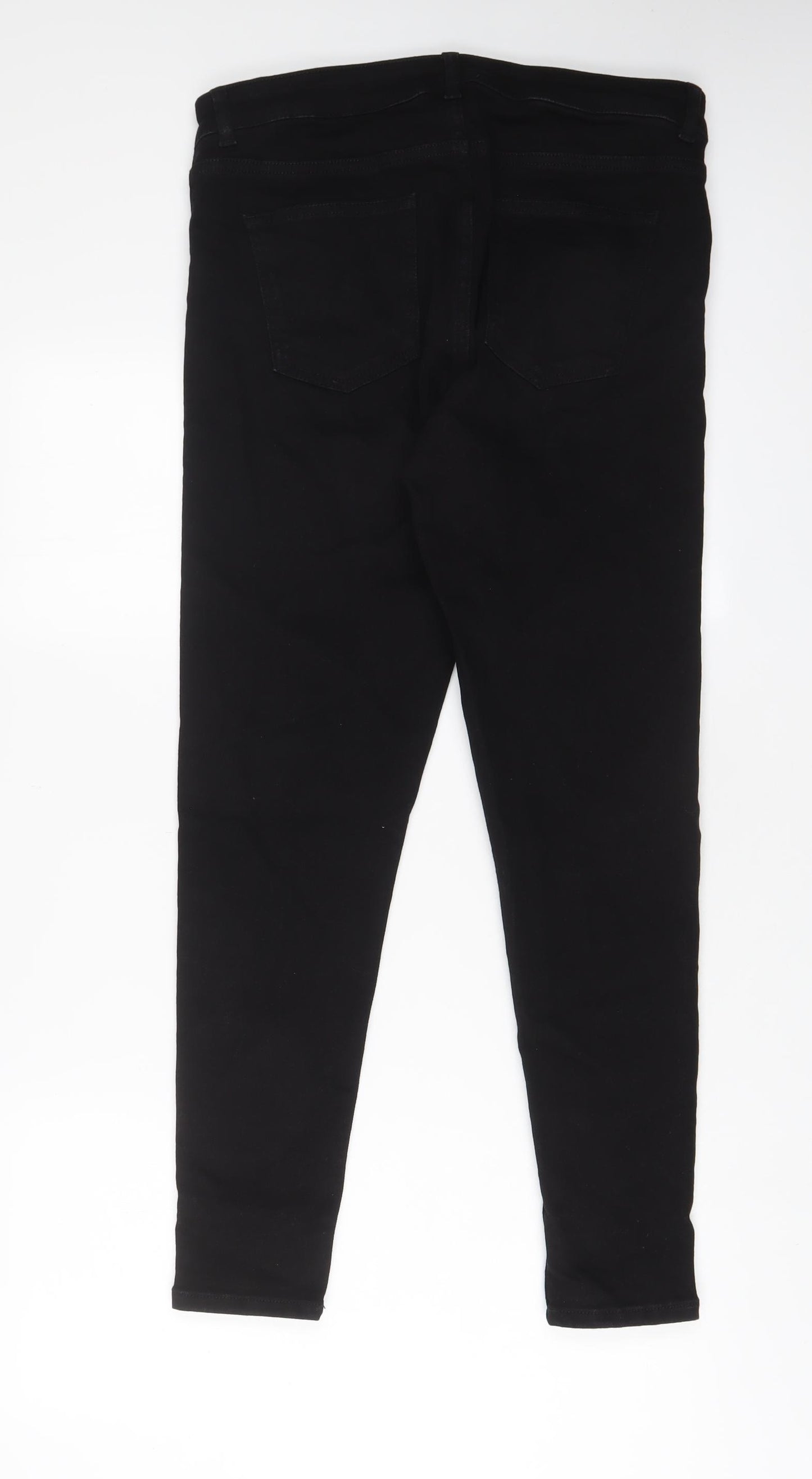 Marks and Spencer Womens Black Cotton Skinny Jeans Size 14 L28 in Regular Zip