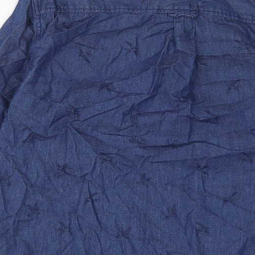 Burton Mens Blue Cotton Button-Up Size M Collared Button