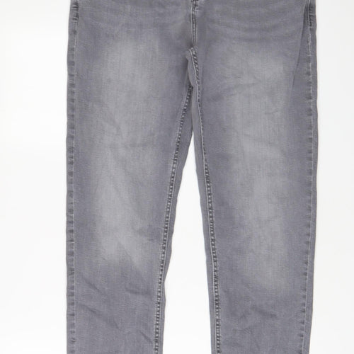 Denim & Co. Mens Grey Cotton Straight Jeans Size 32 in L30 in Slim Button