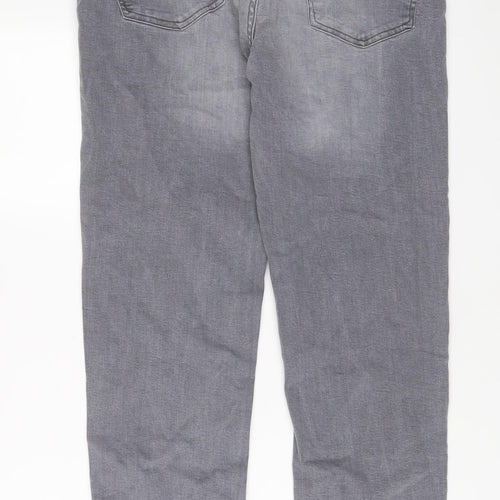 Denim & Co. Mens Grey Cotton Straight Jeans Size 32 in L30 in Slim Button