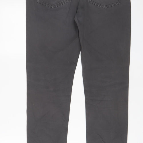 H&M Mens Grey Cotton Straight Jeans Size 31 in L30 in Slim Zip