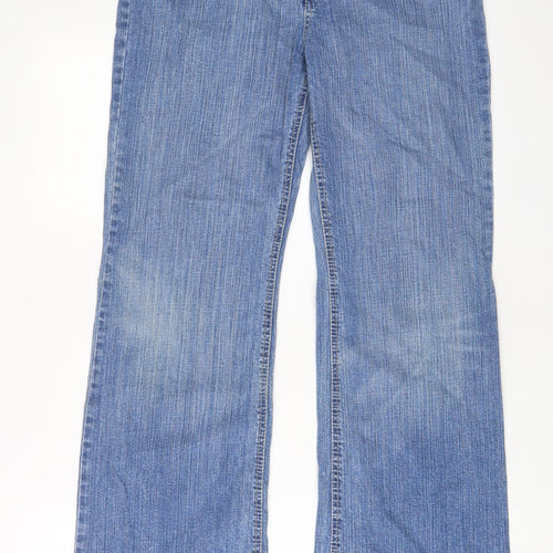 Authentic Womens Blue Cotton Bootcut Jeans Size 32 in L29 in Regular Zip