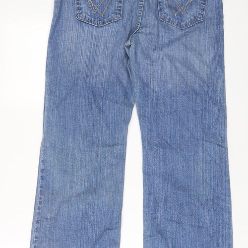 Authentic Womens Blue Cotton Bootcut Jeans Size 32 in L29 in Regular Zip