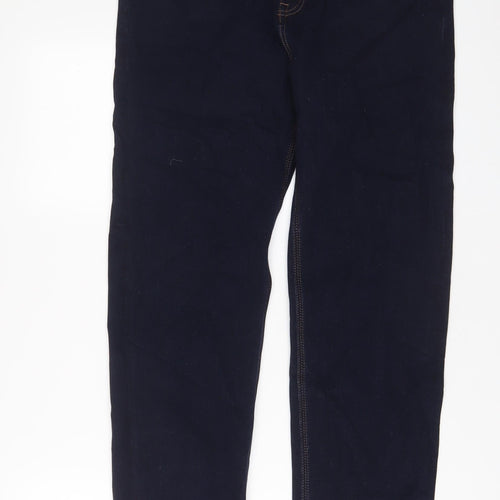 Marks and Spencer Womens Blue Cotton Straight Jeans Size 14 L30 in Regular Zip