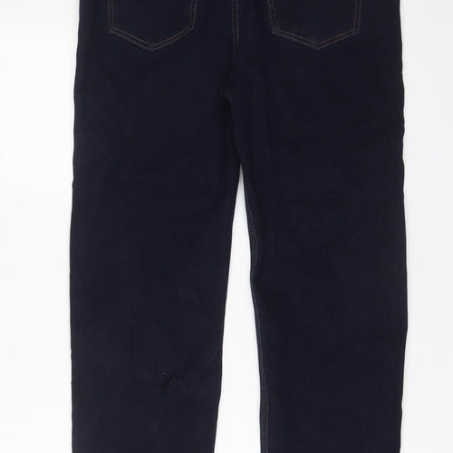Marks and Spencer Womens Blue Cotton Straight Jeans Size 14 L30 in Regular Zip