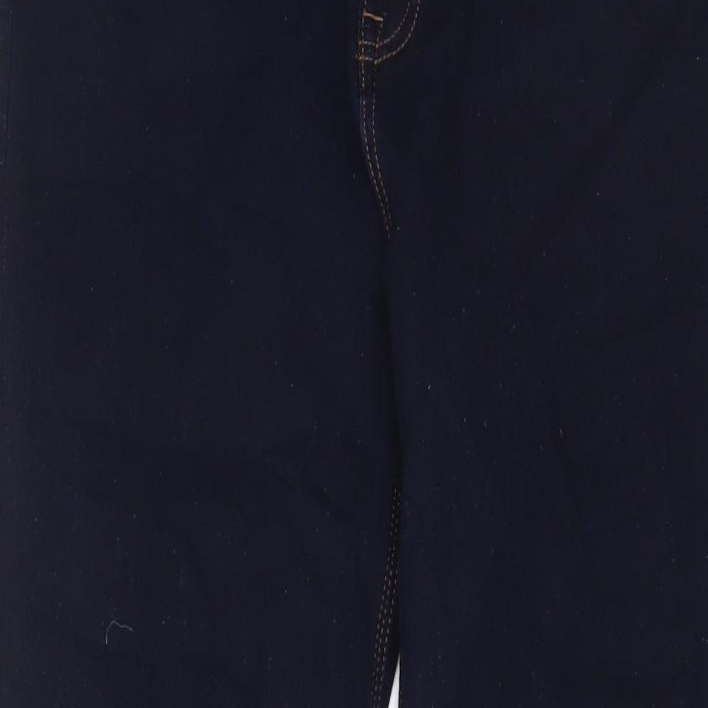 Marks and Spencer Womens Blue Cotton Straight Jeans Size 14 L30 in Regular Zip