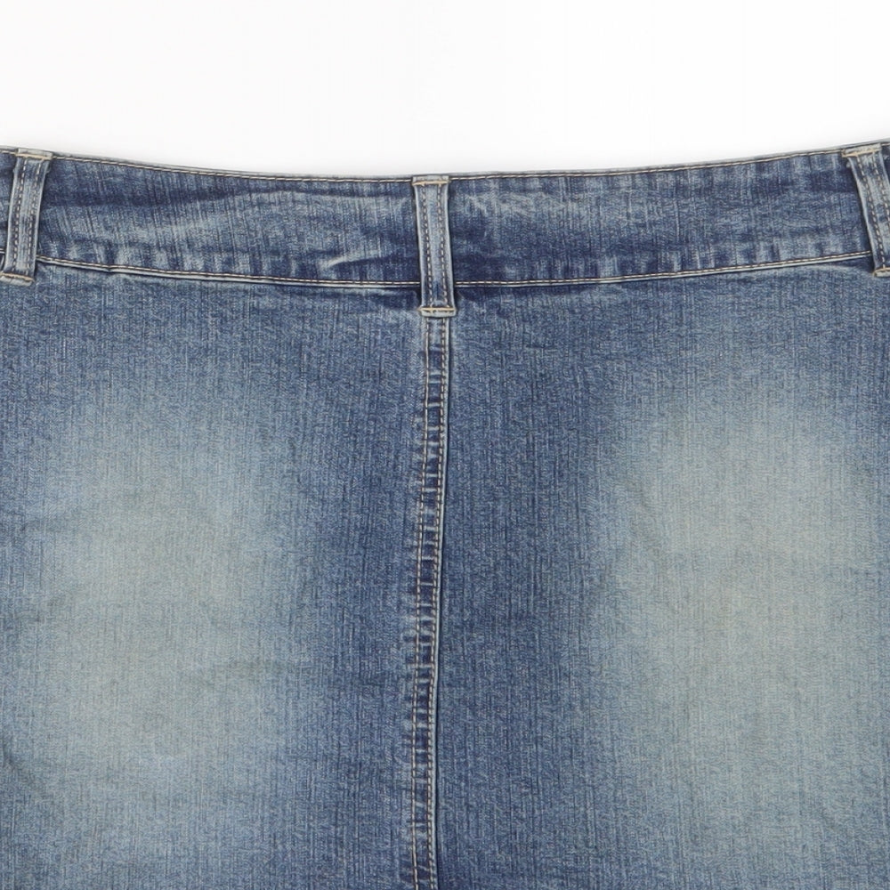 Topshop Womens Blue Cotton A-Line Skirt Size 8 Zip