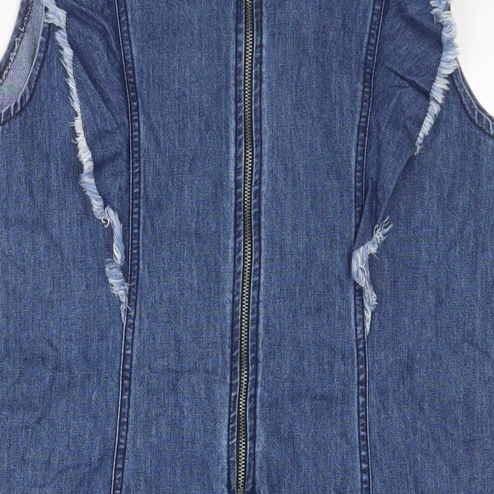 Matalan Womens Blue Cotton A-Line Size 16 Boat Neck Zip