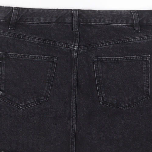 ASOS Womens Black Cotton A-Line Skirt Size 12 Zip