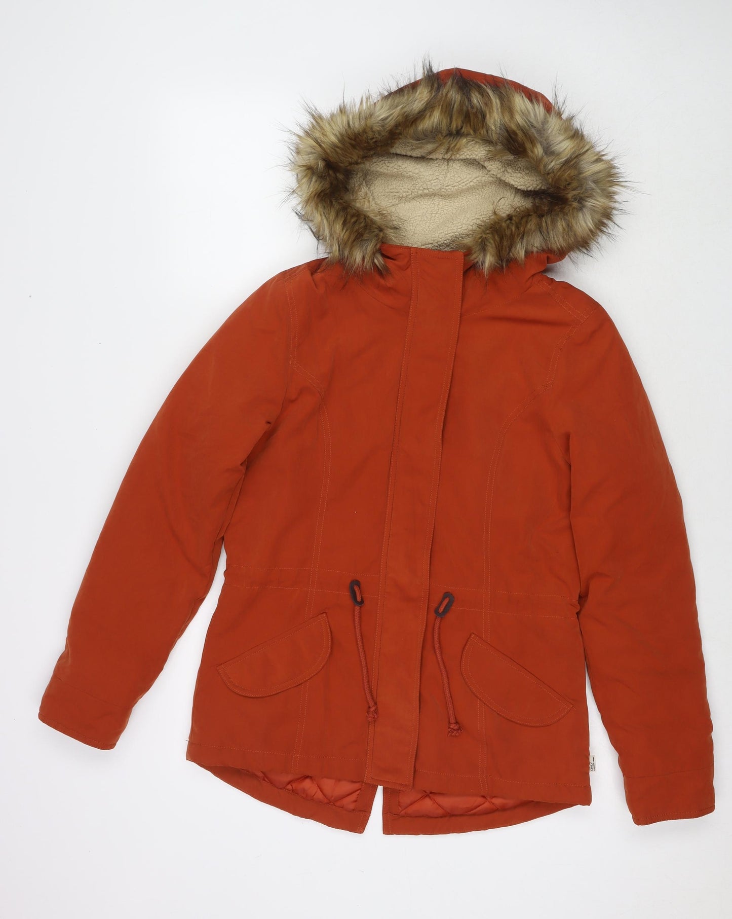 Only Womens Orange Parka Jacket Size XS Zip