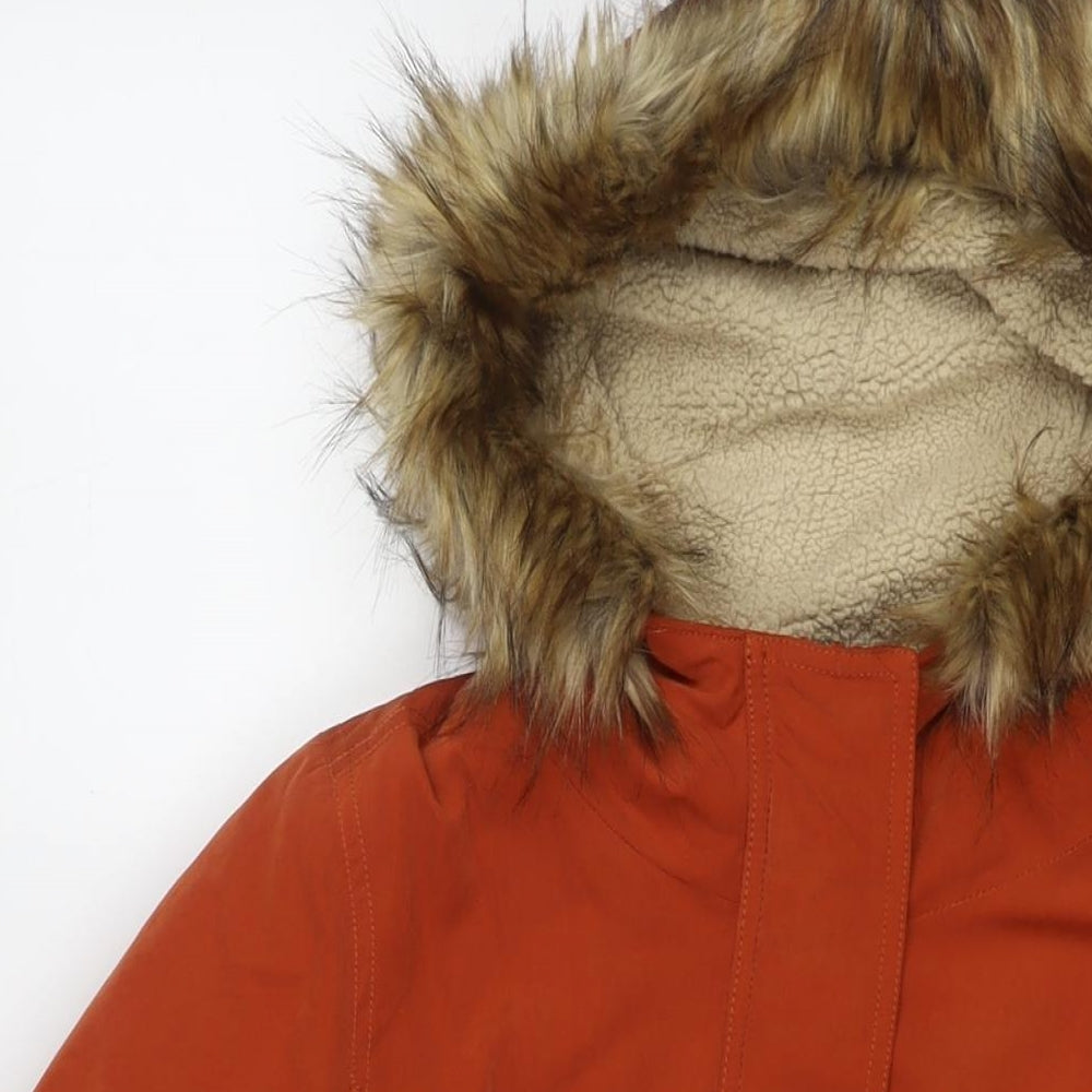 Only Womens Orange Parka Jacket Size XS Zip