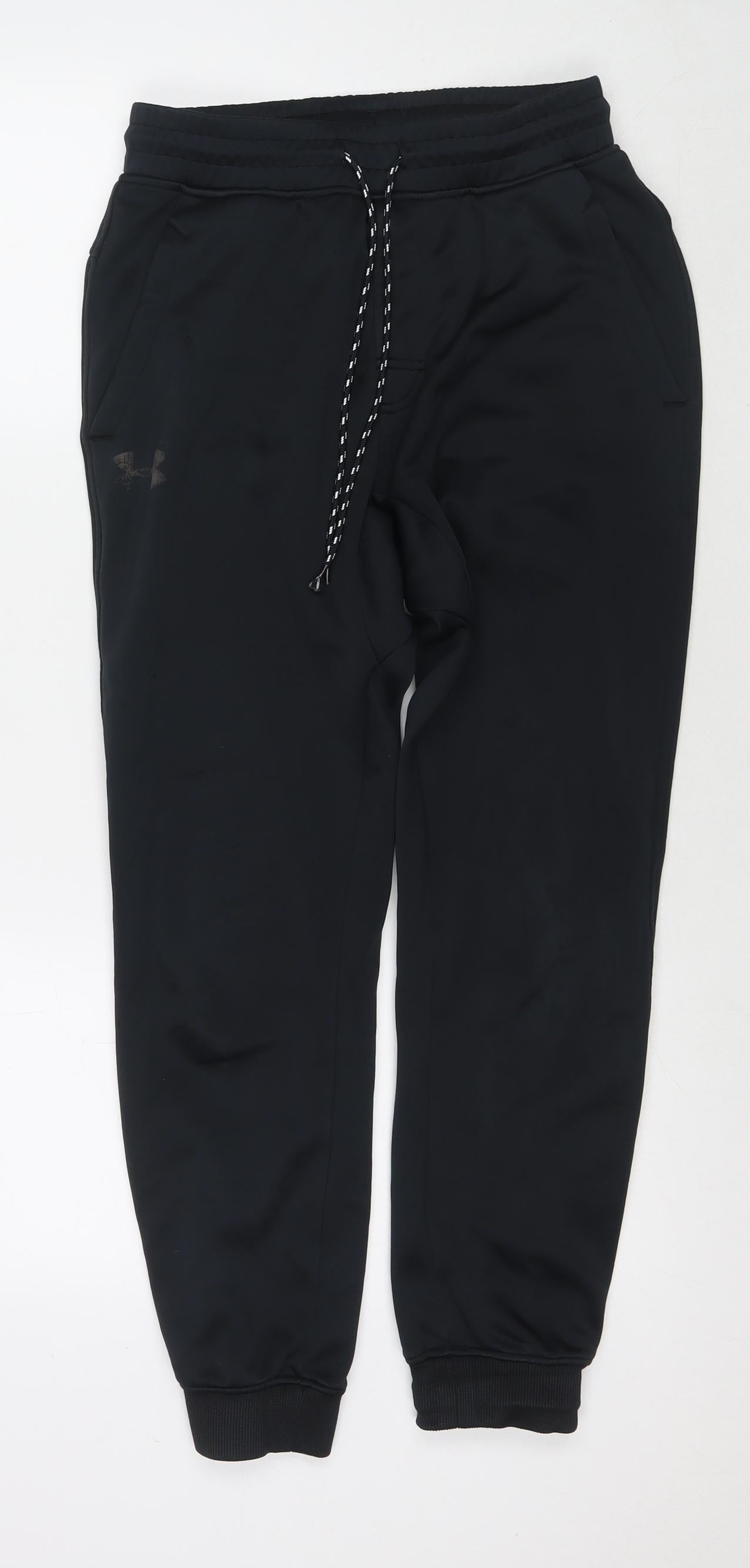 Under armour Mens Black Polyester Jogger Trousers Size S L27 in Regular Drawstring